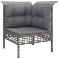 vidaXL Garten-Ecksofa mit Kissen Grau Poly Rattan