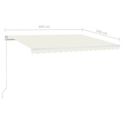 vidaXL Markise Manuell Einziehbar mit LED 400x350 cm Creme