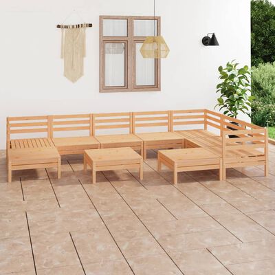 vidaXL 10-tlg. Garten-Lounge-Set Massivholz Kiefer