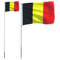 vidaXL Flagge Belgiens mit Mast 5,55 m Aluminium