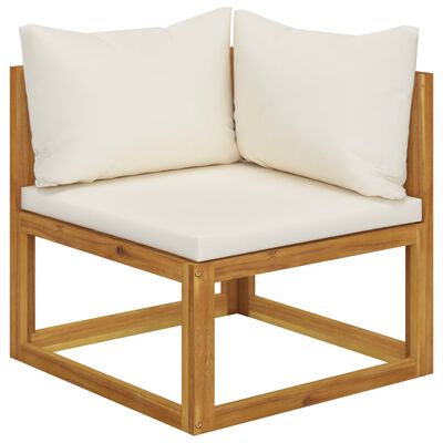 vidaXL 6-tlg. Garten-Lounge-Set mit Auflagen Creme Massivholz Akazie