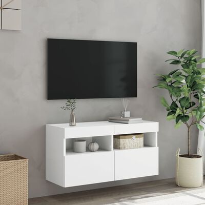 vidaXL TV-Wandschrank mit LED-Leuchten Weiß 80x30x40 cm