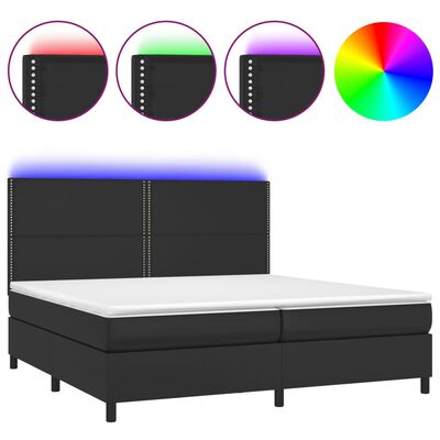 vidaXL Boxspringbett mit Matratze & LED Schwarz 200x200 cm Kunstleder