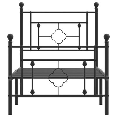 vidaXL Bettgestell mit Kopf- und Fußteil Metall Schwarz 80x200 cm