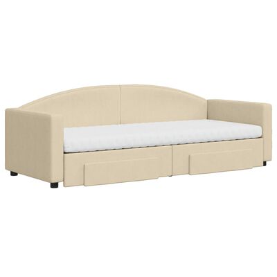 vidaXL Tagesbett Ausziehbar mit Schubladen Creme 80x200 cm Stoff