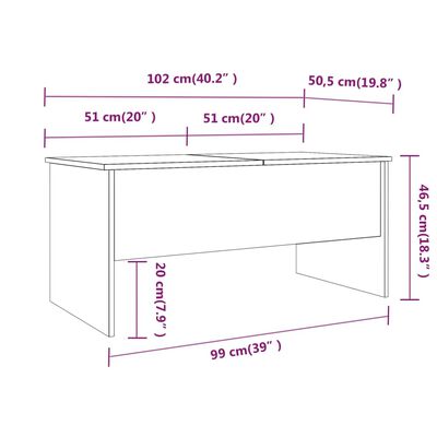 vidaXL Couchtisch Sonoma-Eiche 102x50,5x46,5 cm Holzwerkstoff