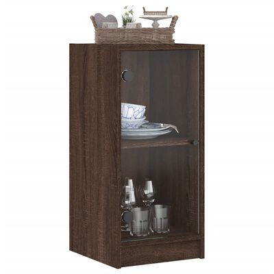 vidaXL Beistellschrank mit Glastüren Braun Eichen-Optik 35x37x75,5 cm