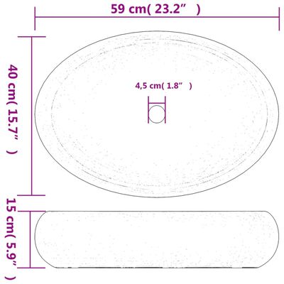 vidaXL Aufsatzwaschbecken Weiß Oval 59x40x15 cm Keramik