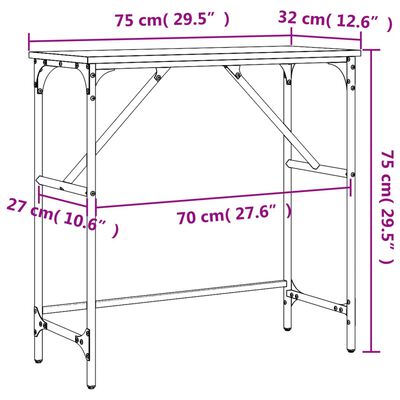 vidaXL Konsolentisch Sonoma-Eiche 75x32x75 cm Holzwerkstoff