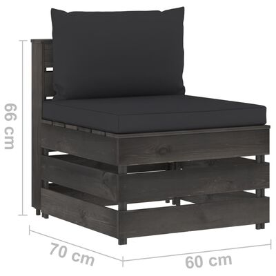 vidaXL 9-tlg. Garten-Lounge-Set mit Kissen Grau Imprägniertes Holz