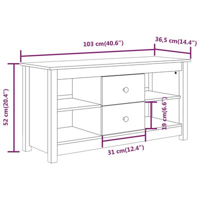 vidaXL TV-Schrank Honigbraun 103x36,5x52 cm Massivholz Kiefer