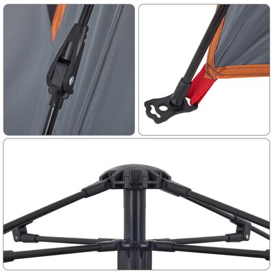 vidaXL Kuppel-Campingzelt 4 Personen Grau und Orange Quick Release