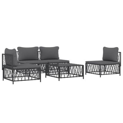 vidaXL 5-tlg. Garten-Lounge-Set mit Kissen Anthrazit Stahl