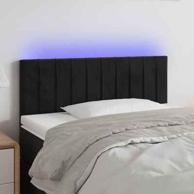 vidaXL LED Kopfteil Schwarz 100x5x78/88 cm Samt