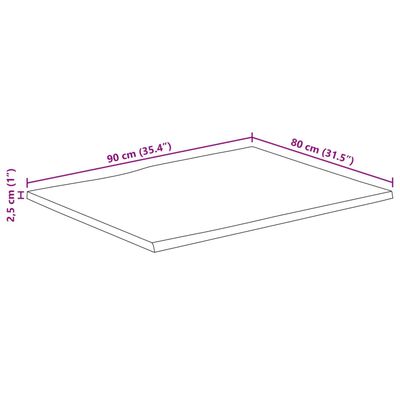 vidaXL Tischplatte mit Baumkante 90x80x2,5 cm Massivholz Mango