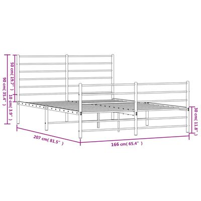 vidaXL Metallbett ohne Matratze mit Fußteil Schwarz 160x200 cm