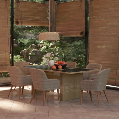 vidaXL 7-tlg. Garten-Essgruppe Poly Rattan Braun