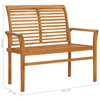 vidaXL Gartenbank mit Weinroter Auflage 112 cm Massivholz Teak