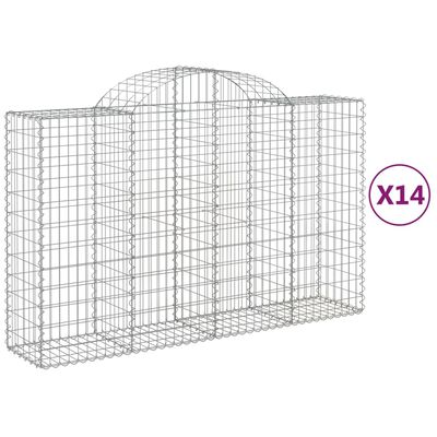 vidaXL Gabionen mit Hochbogen 14Stk. 200x50x120/140cm Verzinktes Eisen