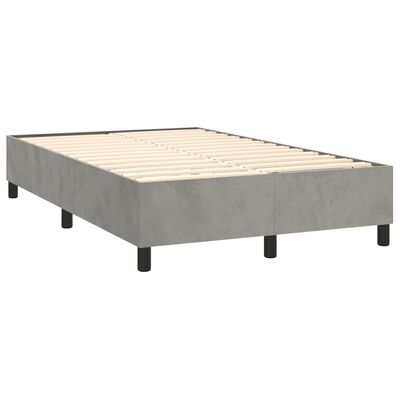 vidaXL Boxspringbett mit Matratze & LED Hellgrau 120x200 cm Samt