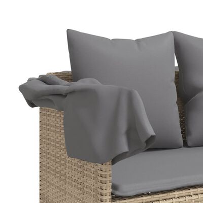 vidaXL 5-tlg. Garten-Sofagarnitur mit Kissen Beige Poly Rattan