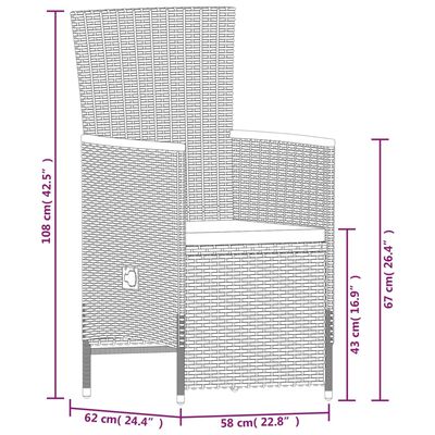 vidaXL 9-tlg. Garten-Essgruppe mit Auflagen Grau