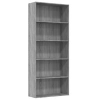 vidaXL Bücherregal 5 Fächer Grau Sonoma 80x30x189 cm Holzwerkstoff