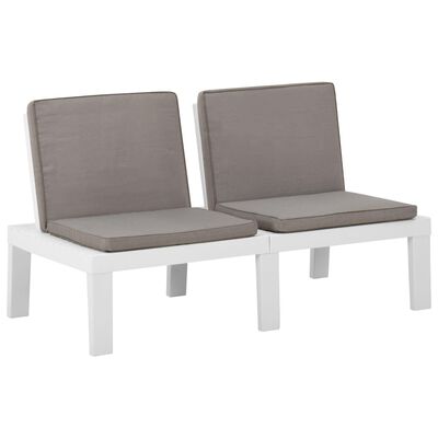 vidaXL 3-tlg. Garten-Lounge-Set mit Kissen Kunststoff Weiß