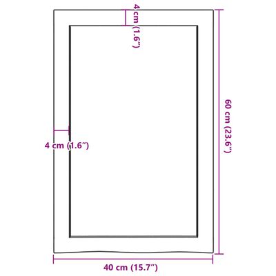 vidaXL Waschtischplatte 40x60x(2-4) cm Massivholz Unbehandelt