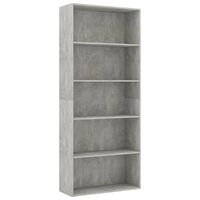 vidaXL Bücherregal 5 Fächer Betongrau 80x30x189 cm Holzwerkstoff