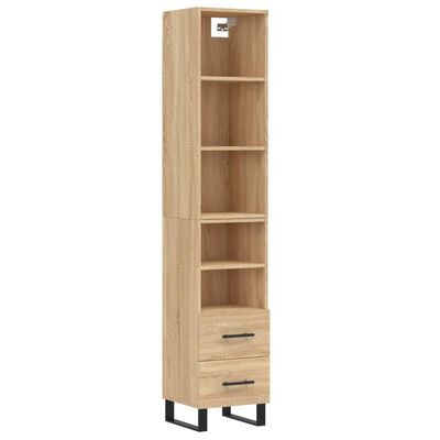 vidaXL Highboard Sonoma-Eiche 34,5x34x180 cm Holzwerkstoff