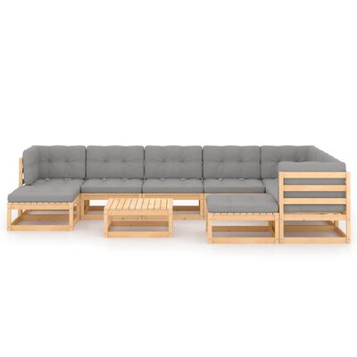 vidaXL 10-tlg. Garten-Lounge-Set mit Kissen Massivholz Kiefer