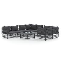 vidaXL 9-tlg. Garten-Lounge-Set mit Kissen Anthrazit Stahl