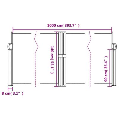 vidaXL Seitenmarkise Ausziehbar Weiß 140x1000 cm