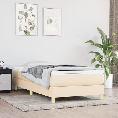 vidaXL Boxspringbett mit Matratze Creme 90x200 cm Stoff