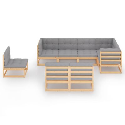 vidaXL 8-tlg. Garten-Lounge-Set mit Kissen Massivholz Kiefer