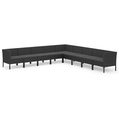 vidaXL 9-tlg. Garten-Lounge-Set mit Auflagen Poly Rattan Schwarz