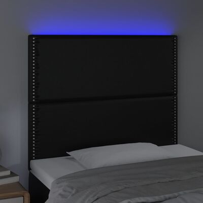 vidaXL LED Kopfteil Schwarz 100x5x118/128 cm Kunstleder