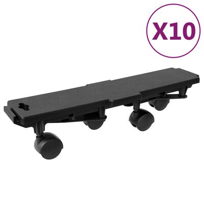 vidaXL Transportroller mit 4 Rollen 10 Stk Schwarz Polypropylen 170 kg