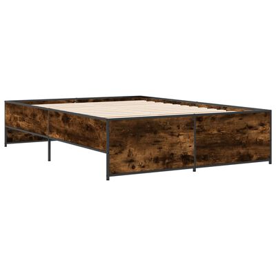 vidaXL Bettgestell Räuchereiche 140x190 cm Holzwerkstoff und Metall