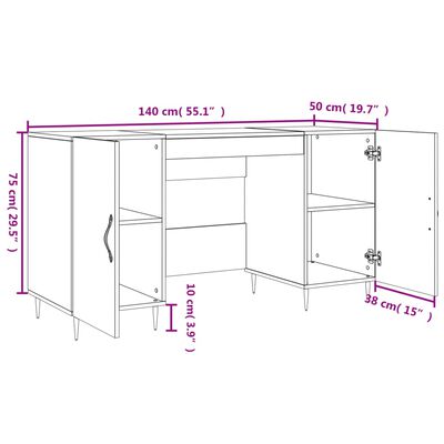 vidaXL Schreibtisch Braun Eichen-Optik 140x50x75 cm Holzwerkstoff