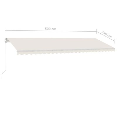 vidaXL Markise Manuell Einziehbar mit LED 500x350 cm Creme