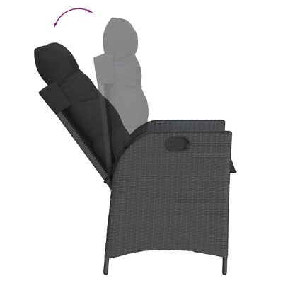 vidaXL 9-tlg. Garten-Essgruppe mit Kissen Schwarz Poly Rattan