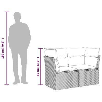 vidaXL Gartensofa mit Kissen 2-Sitzer Beige Poly Rattan