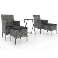 vidaXL 5-tlg. Garten-Bistro-Set Poly Rattan und Hartglas Grau