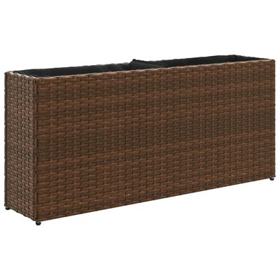 vidaXL Pflanzkübel mit 2 Töpfen 2 Stk. Braun 90x20x40 cm Poly Rattan