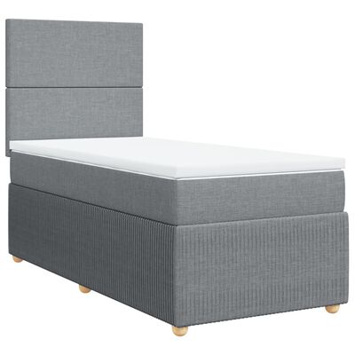 vidaXL Boxspringbett mit Matratze Hellgrau 100x200 cm Stoff