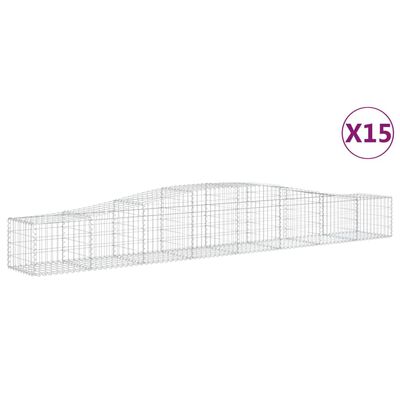 vidaXL Gabionen mit Hochbogen 15 Stk. 400x50x40/60cm Verzinktes Eisen