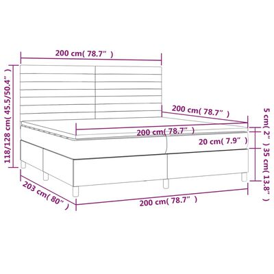 vidaXL Boxspringbett mit Matratze Hellgrau 200x200 cm Stoff