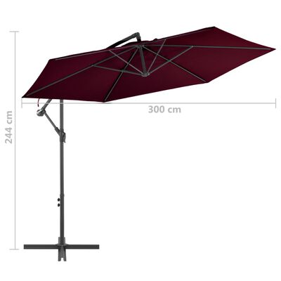 vidaXL Ampelschirm mit Aluminium-Mast 300 cm Bordeauxrot